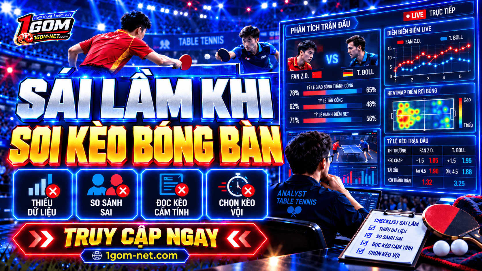 Nắm bắt sai lầm khi soi kèo để cá cược bóng bàn hiệu quả